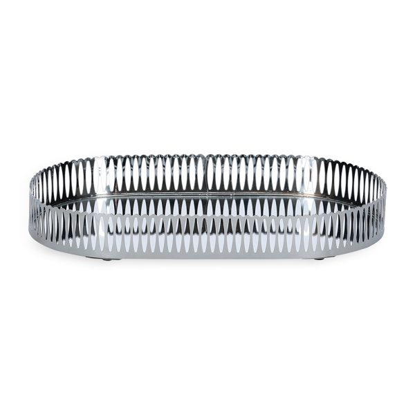 Bandeja Prata em Metal com Espelho - G