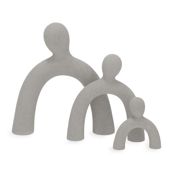 Escultura 3PCS em Poliresina - Cinza