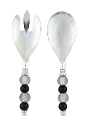 Jogo de Talheres para Salada em Aço Inox com Cabo em Vidro 2 peças