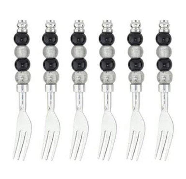 Jogo de 6 Garfos para Sobremesa em Aço Inox com Cabo em Vidro