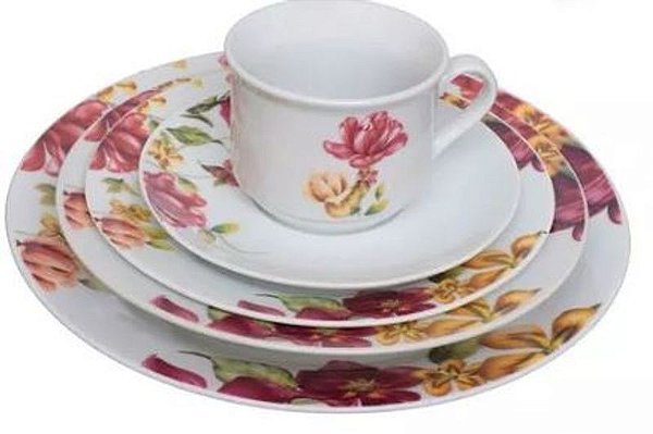 Aparelho De Jantar Le Jardin- Branco & Roxo- 20Pçs