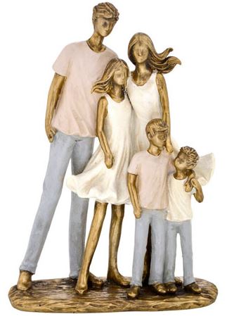 Escultura em resina família dourado 07x25 cm