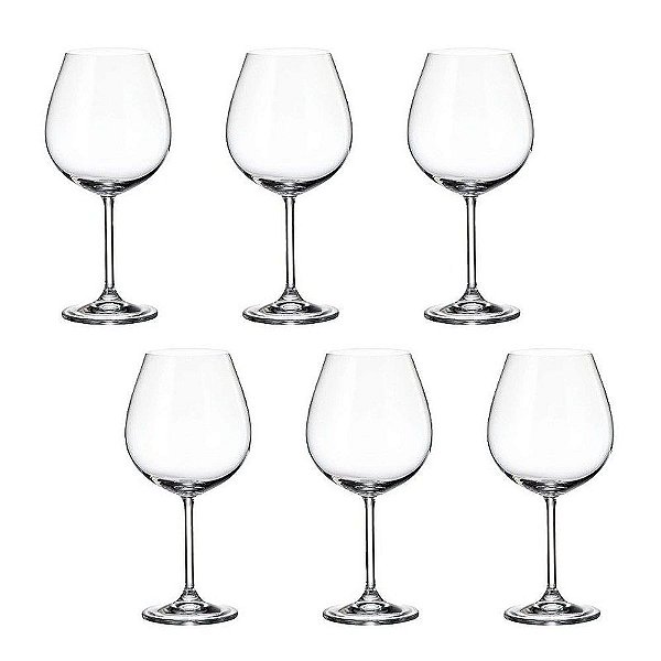 Jogo 6 Taças Crystal Bohemia 650ml Colibri