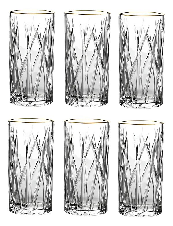 Jogo 6 Copos Altos Cristal Ecológico 350 ml Lhermitage