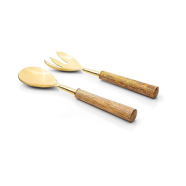Conjunto Talheres Salada 2 peças Garbo Goldwood