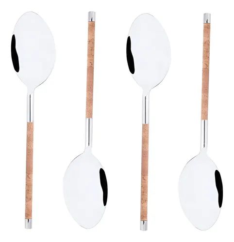 Conjunto 4 Colheres Café Aço Inox Cabo Cortiça