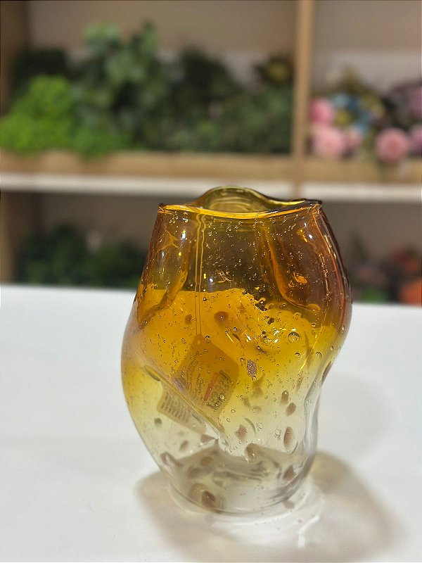 Vaso Decorativo de Vidro Ambar Transparente
