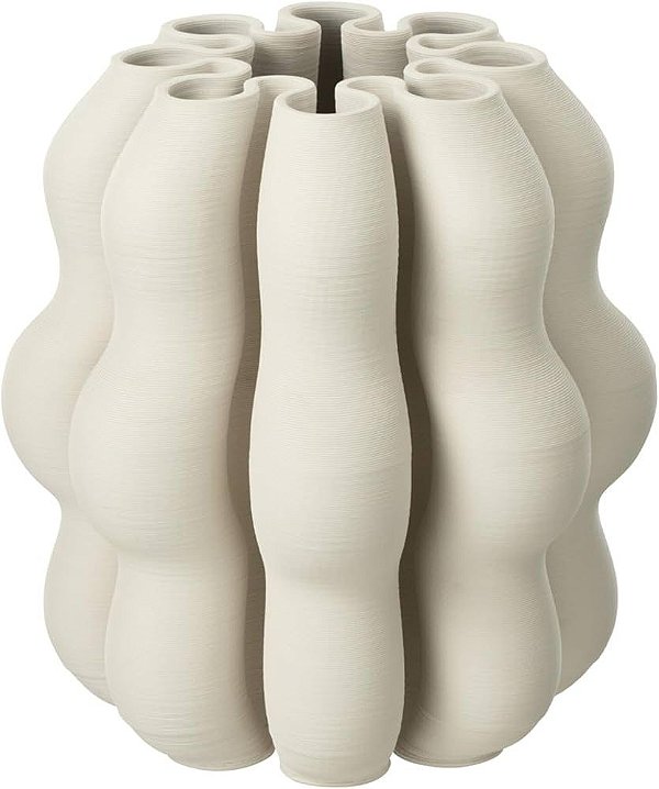 Vaso Decorativo Florarte Cerâmica Bege