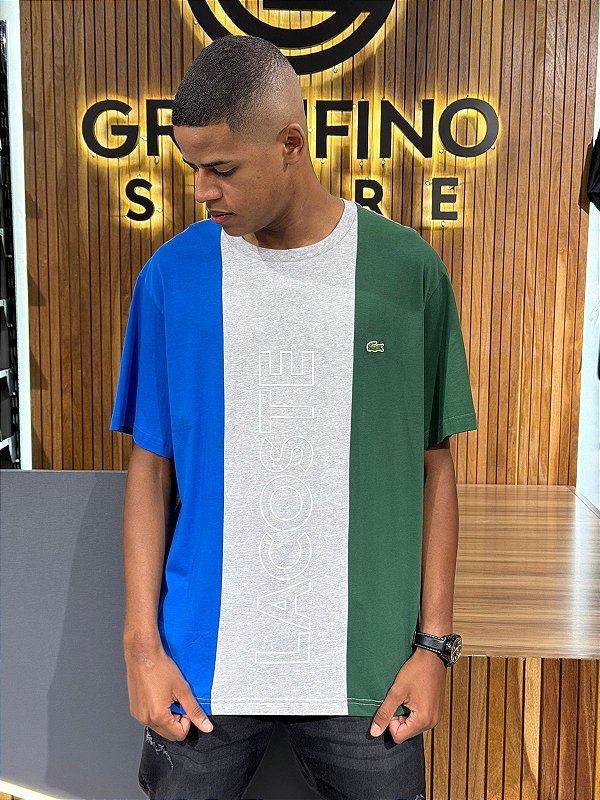 Camiseta Lacoste Verde, Azul e Cinza TH1203