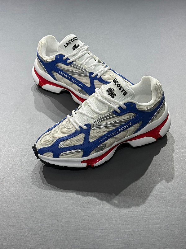Tênis Lacoste L003 2k24 Branco, Vermelho e Azul