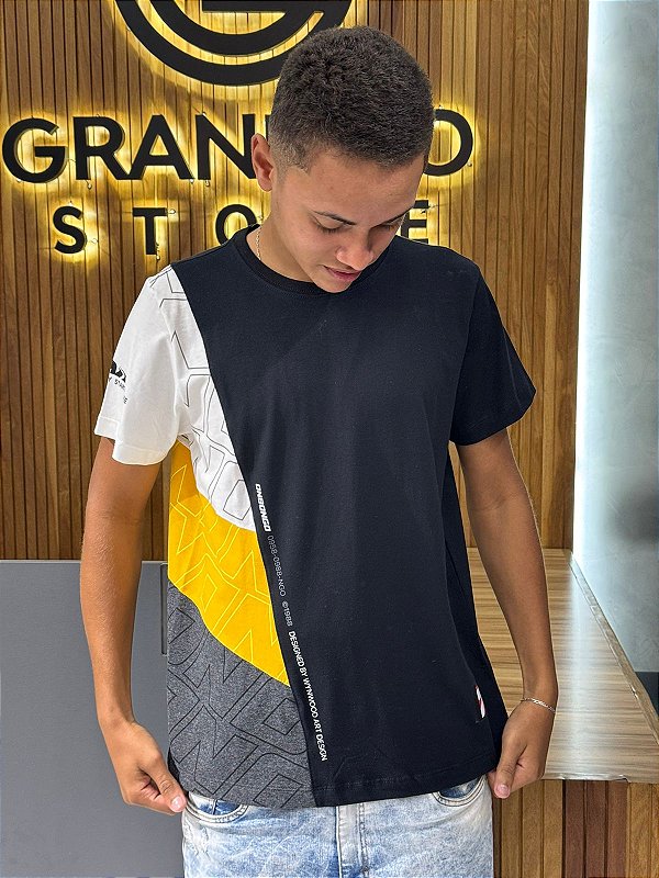 CAMISETA ONBONGO ON111 PRETA E AMARELA