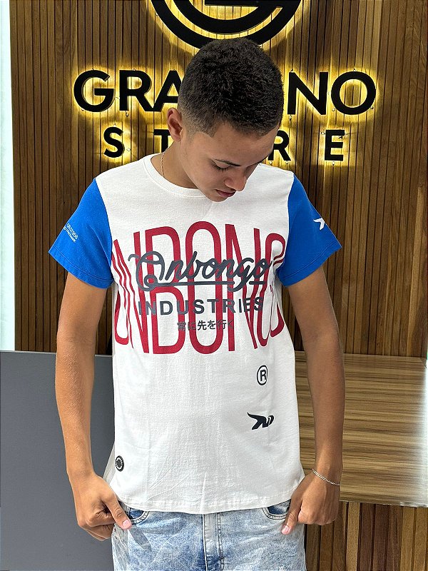Camiseta Onbongo Branca e Vermelha D910A