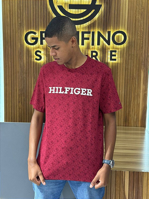 Camiseta Tommy Hilfiger THMW32600 Vermelha Escuro