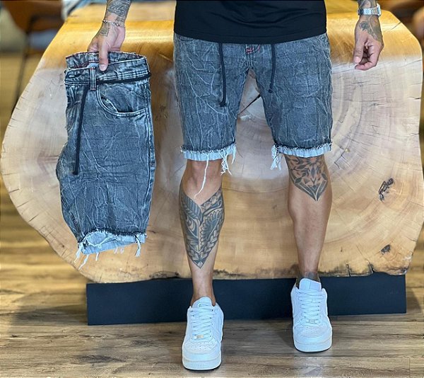 Bermuda Jeans City Denim Cinza 2442519