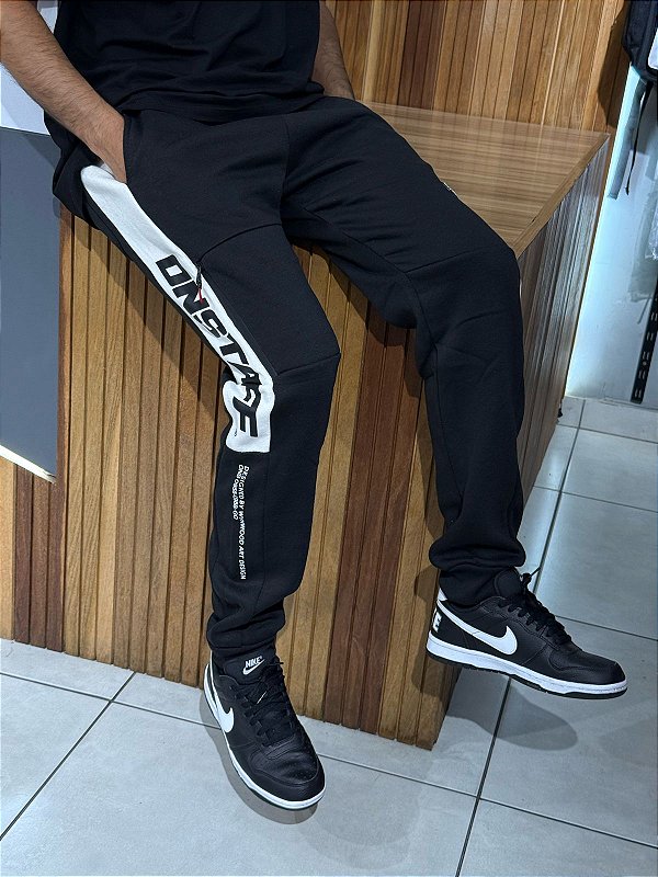 Calça de Moletom Onbongo Preta e Creme ON497