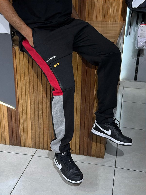 Calça de Moletom Onbongo Preta, Vermelha e Cinza ON495