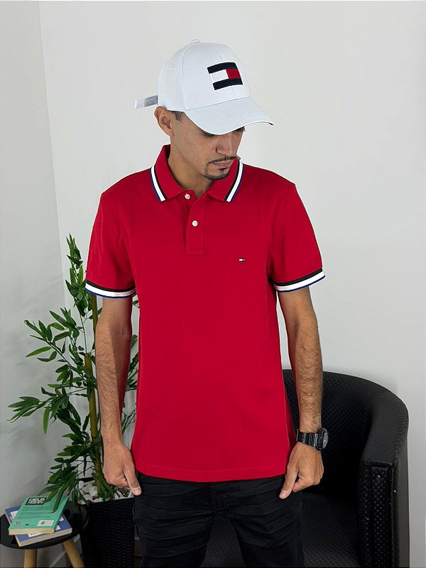 Polo Tommy Hilfiger Slim Fit Vermelha MW40308