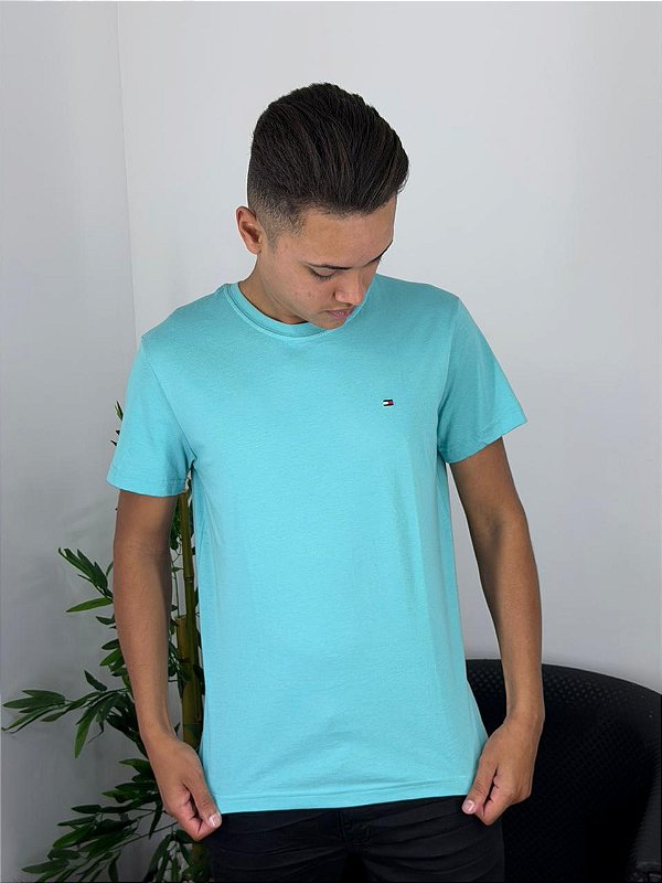 Camiseta Tommy Hilfiger Verde Agua THMW0MW38997