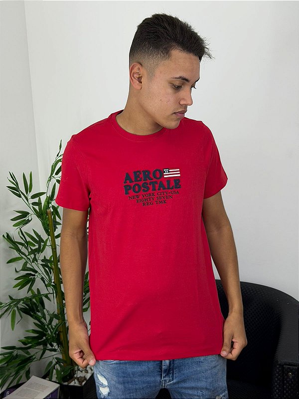 Camiseta Aeropostale Bordada Vermelha 87130133-3