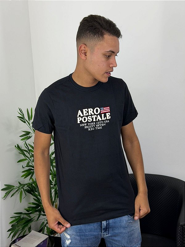 Camiseta Aeropostale Bordada Preta 87130133-2