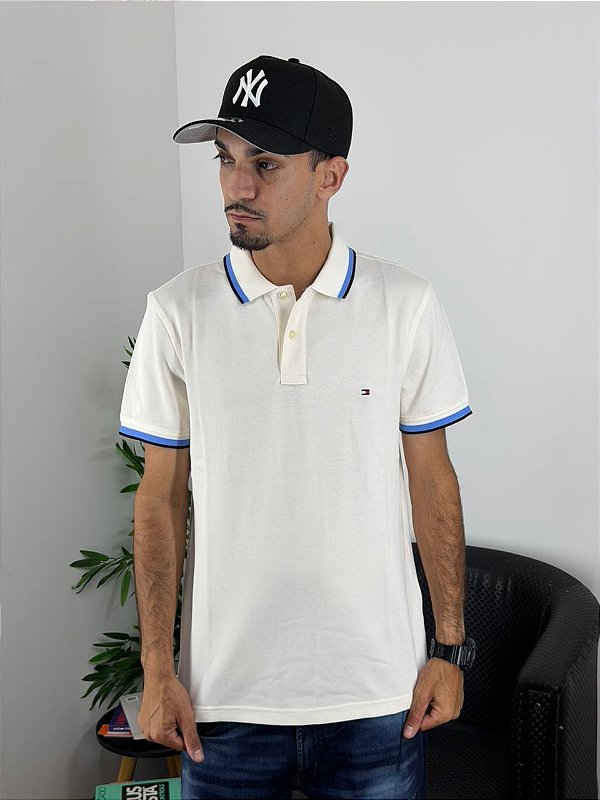 Polo Tommy Hilfiger Slim Fit Creme MW40308