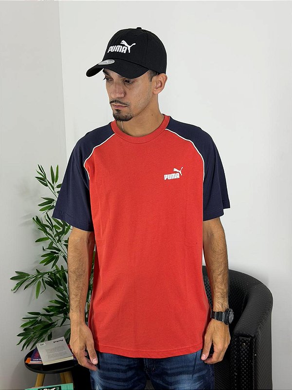 Camiseta Puma Vermelha e Azul Marinho 684616-15