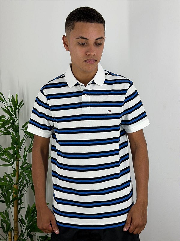 Polo Tommy Hilfiger Azul Listrada MW32346