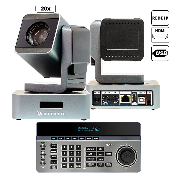 Church Duo Pro — Kit 2 câmeras PTZ 20x para igrejas com joystick IP JTK3