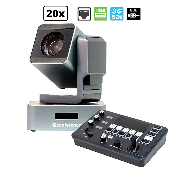 Kit 1 PRO 20x - 1 Câmera Mini PTZ 20x PRO + 1 PTZ Controle Mini + 1 Suporte de Parede