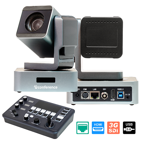 Studio Duo — Kit 2 câmeras PTZ 20x para podcast com Controle PTZ Mini IP