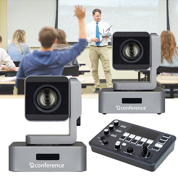 EAD Duo — Kit 2 câmeras PTZ 20x para EAD e gravação de aulas com Controle PTZ Mini IP