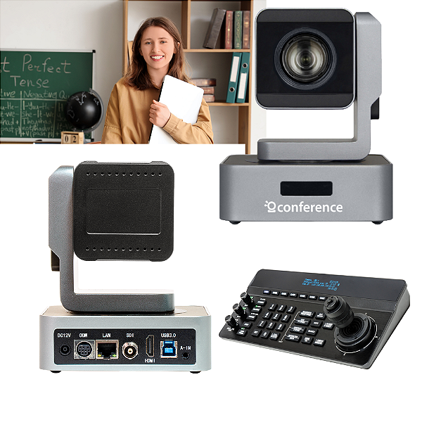 EAD Duo Pro — Kit 2 câmeras PTZ 20x PRO para EAD e ensino superior com joystick IP JTK3