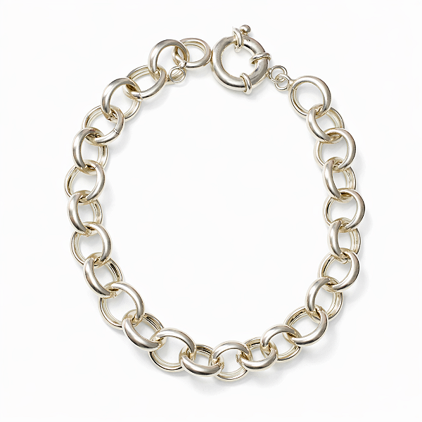 PULSEIRA PRATA DE ELOS PORTUGUESES GROSSOS - 19CM