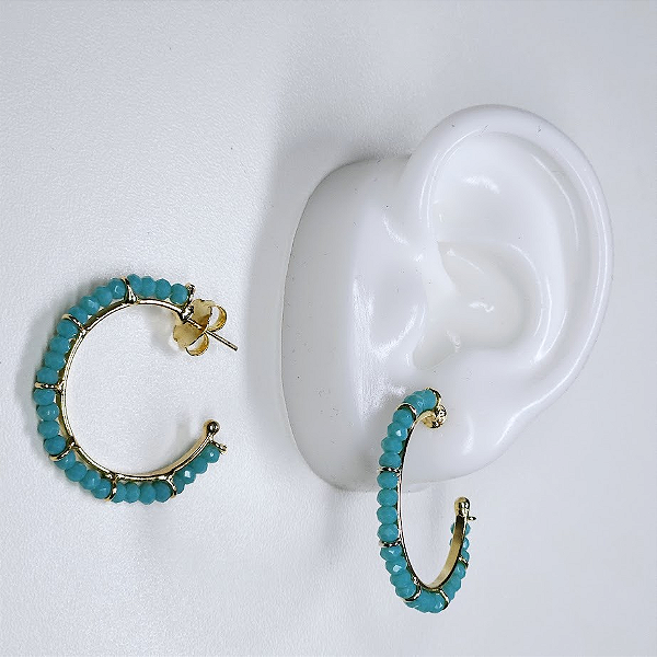 ARGOLA DOURADA COM PEDRAS VERDE TIFFANY