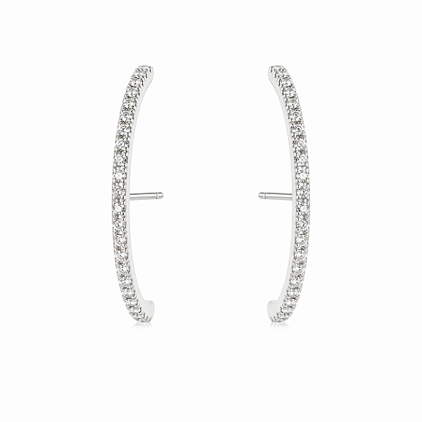 BRINCO PRATA MODELO EAR HOOK COM PEDRAS DE ZIRCÔNIAS BRANCAS