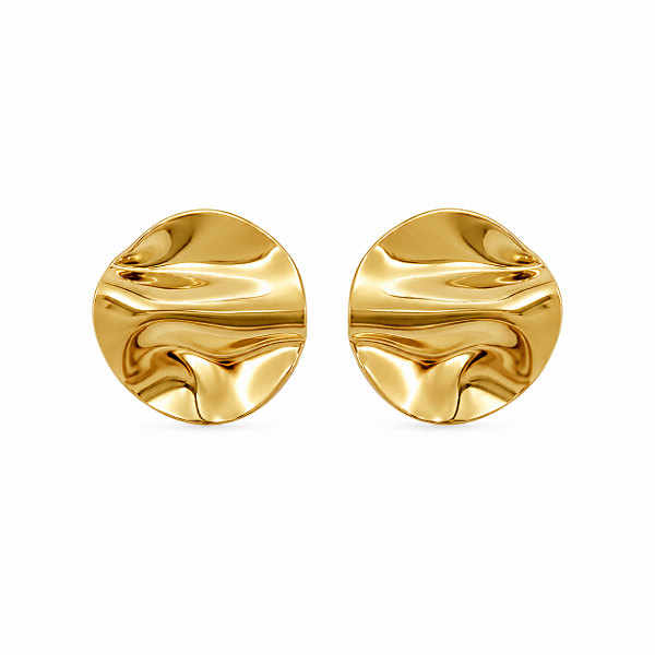 Brinco dourado circular modelo martelado pequeno 2,8CM