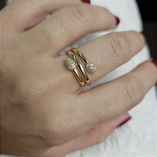 ANEL DOURADO COM GOTAS CRAVEJADAS