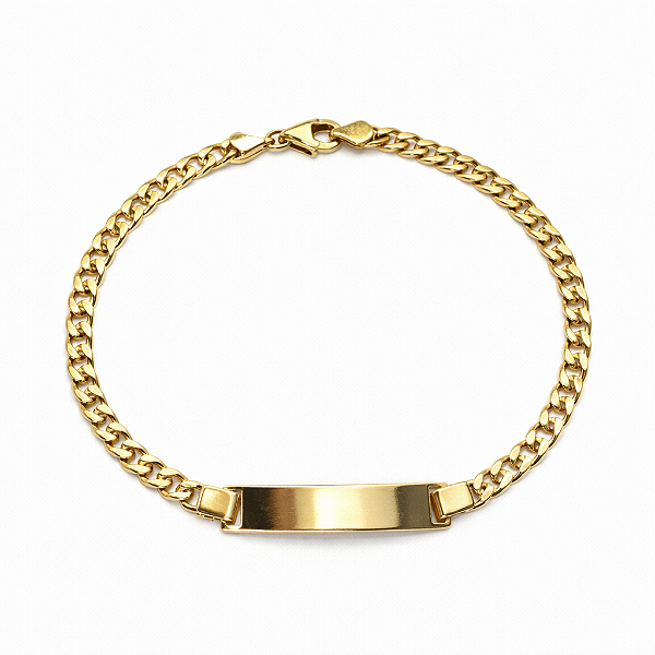 PULSEIRA DOURADA GROUMET COM PLACA LISA