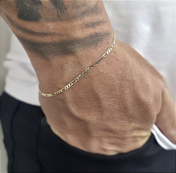 PULSEIRA DOURADA ELO 3 POR 1 - 2,5MM - 21CM