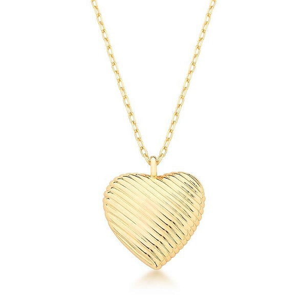COLAR DOURADO COM PINGENTE DE CORAÇÃO TEXTURIZADO 60+5CM