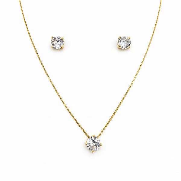 CONJUNTO DOURADO PONTO DE LUZ PEQUENO - 6 MM - 45 CM + 5 CM EXTENSOR