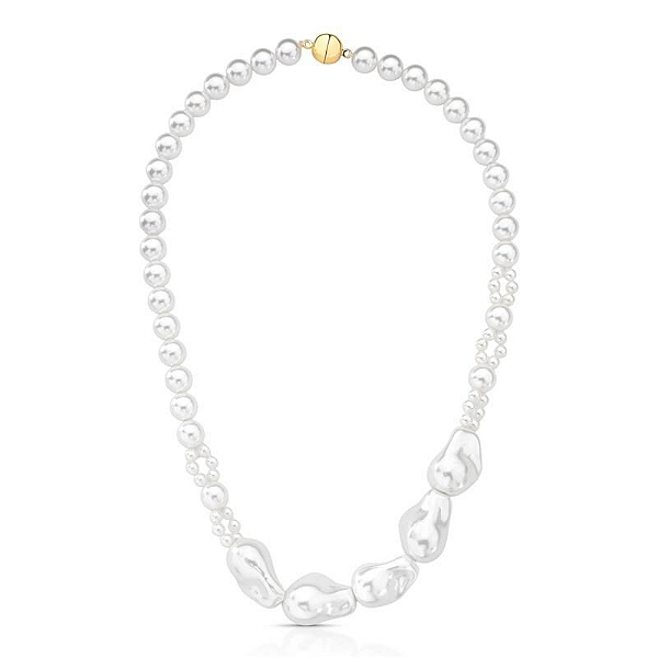 COLAR DOURADO COM PÉROLAS BARROCA 45CM