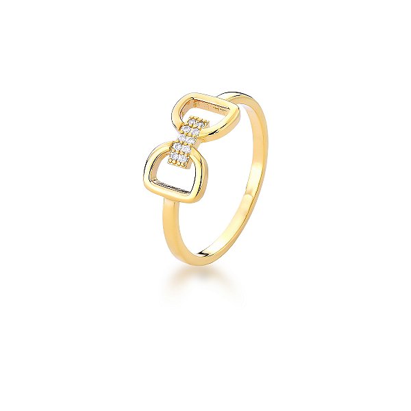 ANEL DOURADO GRAVATA BORBOLETA COM DETALHE CRAVEJADO