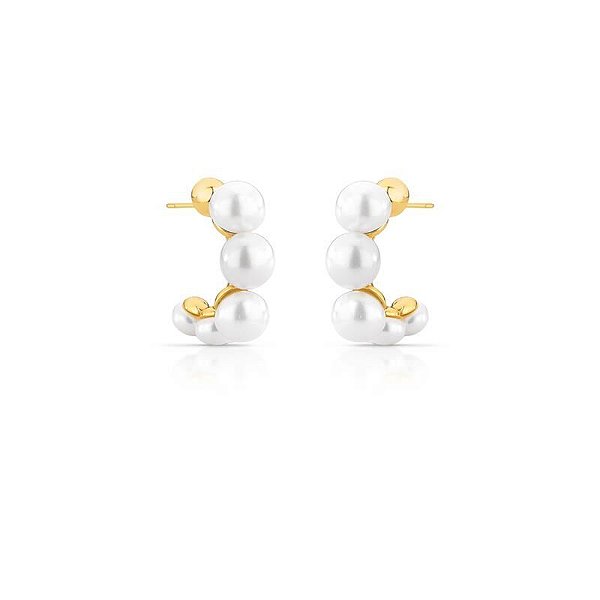 ARGOLA DOURADA COM PÉROLAS SHELL - GRANDE - COM TARRACHA