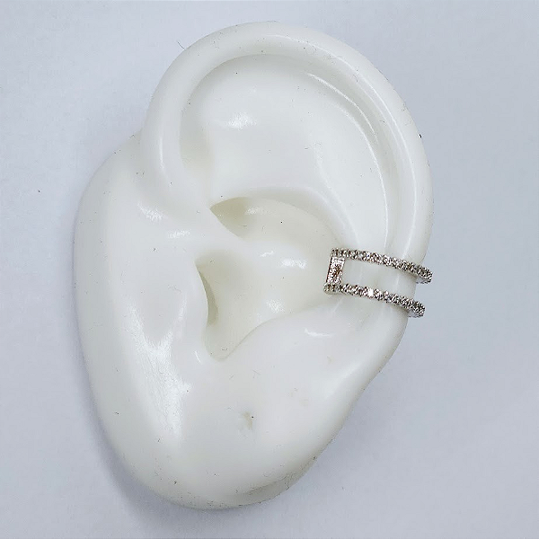 PIERCING FAKE RÓDIO BRANCO FIO DUPLO CRAVEJADO COM ZIRCÔNIAS BRANCAS