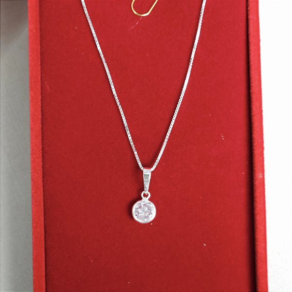 COLAR DE PRATA COM PINGENTE PONTO DE LUZ 45CM