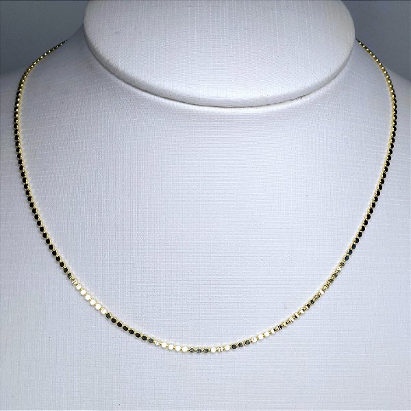 CHOCKER DOURADA DE ELOS REDONDOS E ACHATADOS - 35CM + EXTENSOR