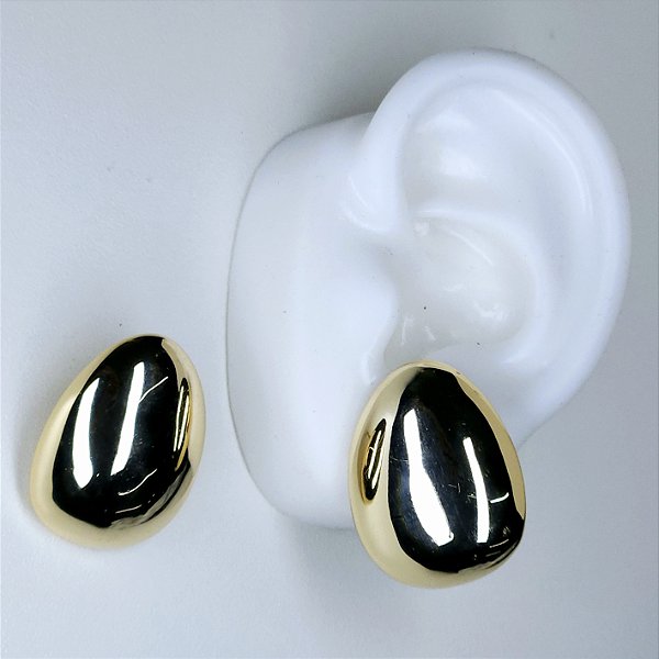 BRINCO DOURADO EM GOTA LISA LARGO