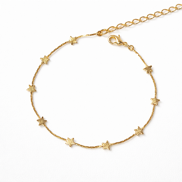 PULSEIRA DOURADA COMESTRELAS LISAS 16+5CM