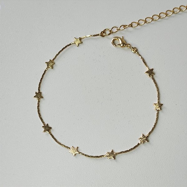 PULSEIRA DOURADA COMESTRELAS LISAS 16+5CM